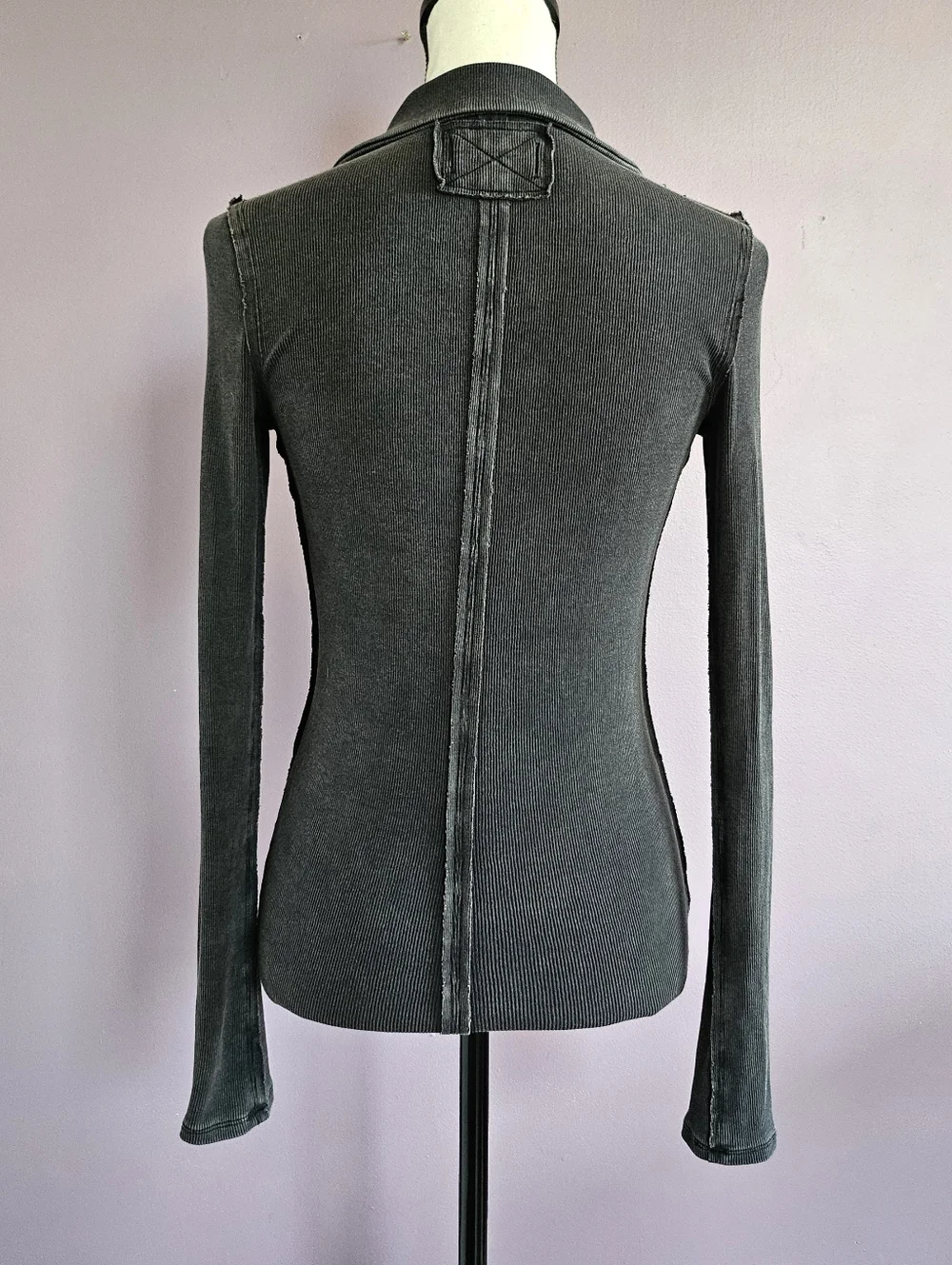 Free People We The Free Washed Black Betty Button Down Grunge Long Sleeve Top